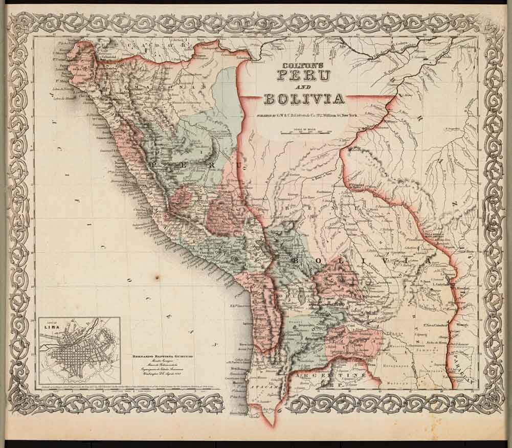 Mapa de Bolivia y Perú 1855